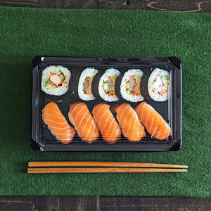 19 x 11 x 4.5cm PLA Black Sushi Tray & Clear Lid - Image #2