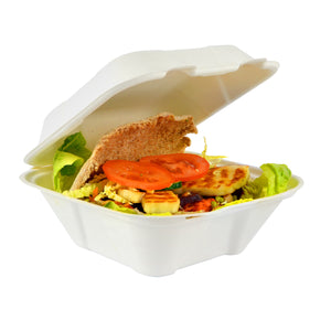 7" Burger Clam - Plant Fibre - PFAS Free - White