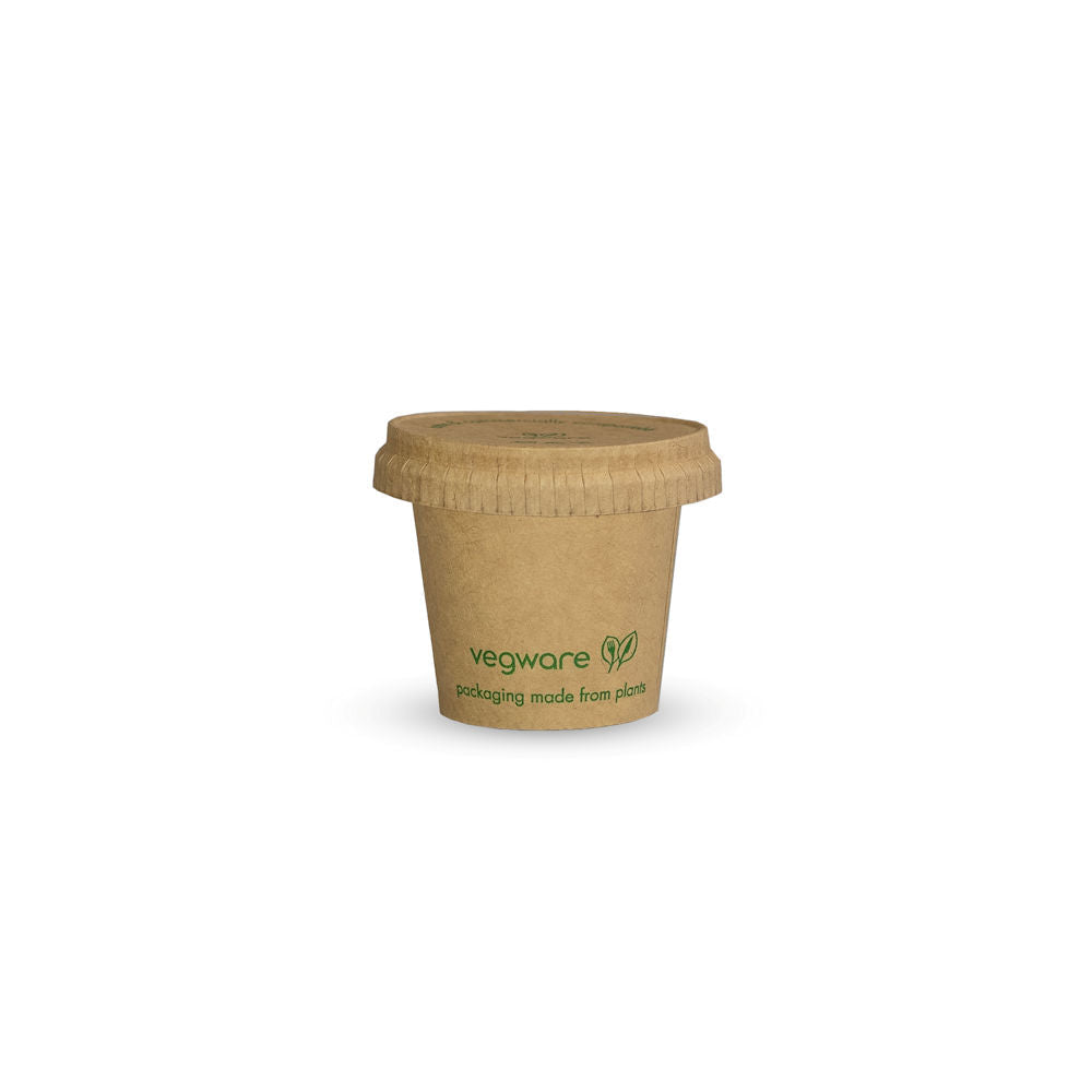 Paper Sauce Pot Lid fits 1oz (30ml) Pot - Kraft - Image #2