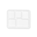 Meal Tray - 5 Sections White - Sugarcane - Image #1