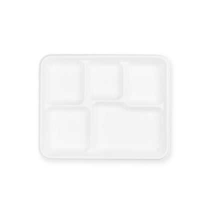 Meal Tray - 5 Sections White - Sugarcane - Image #1