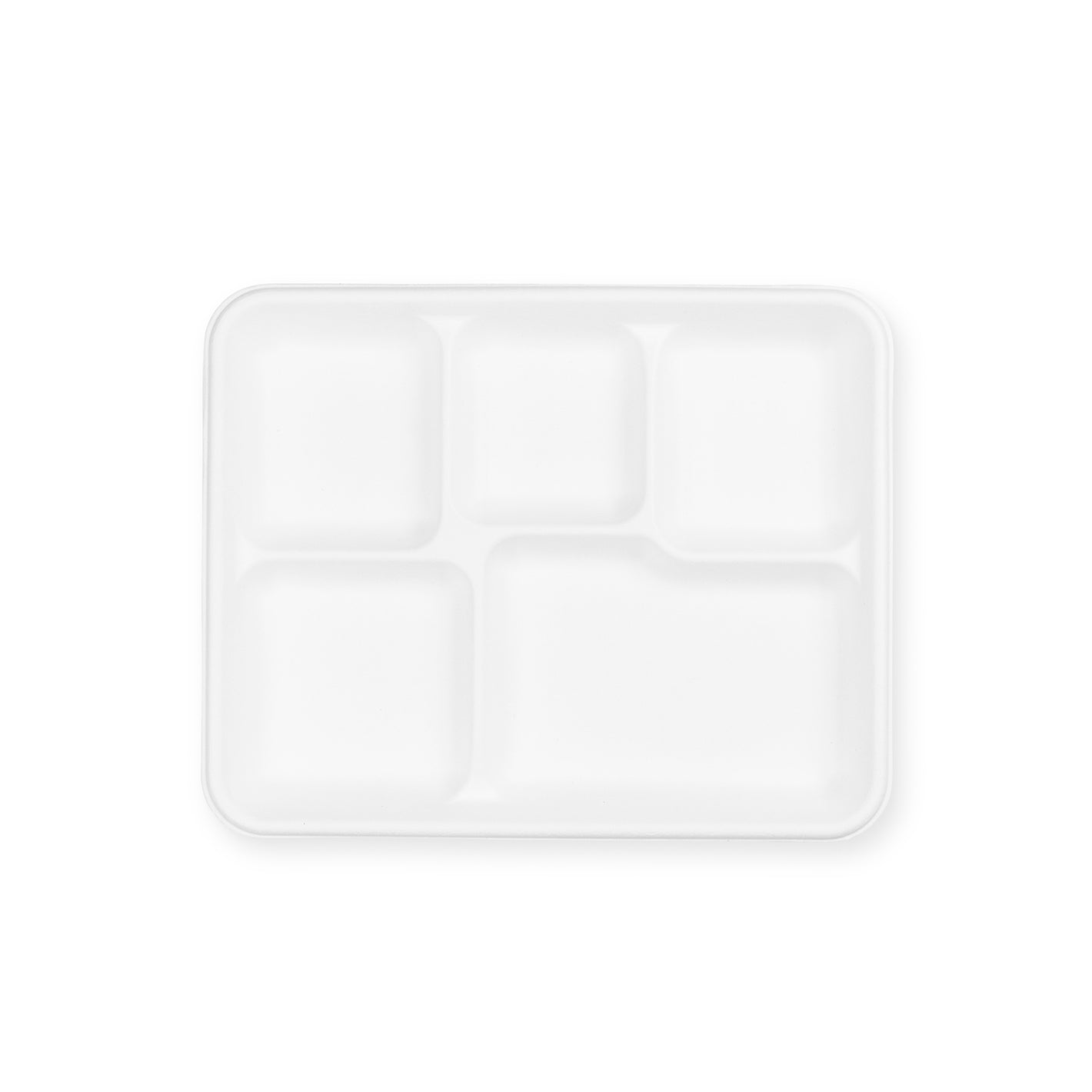 Meal Tray - 5 Sections White - Sugarcane - Image #1