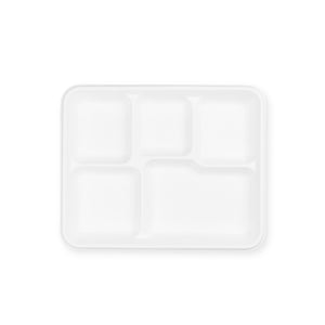 Meal Tray - 5 Sections White - Sugarcane - Image #1