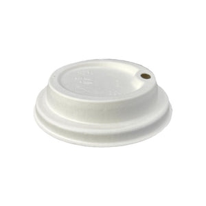 Hot Lid - Flat Traveller - Sugarcane - PFAS Free - White - 79/80 Series - Image #1