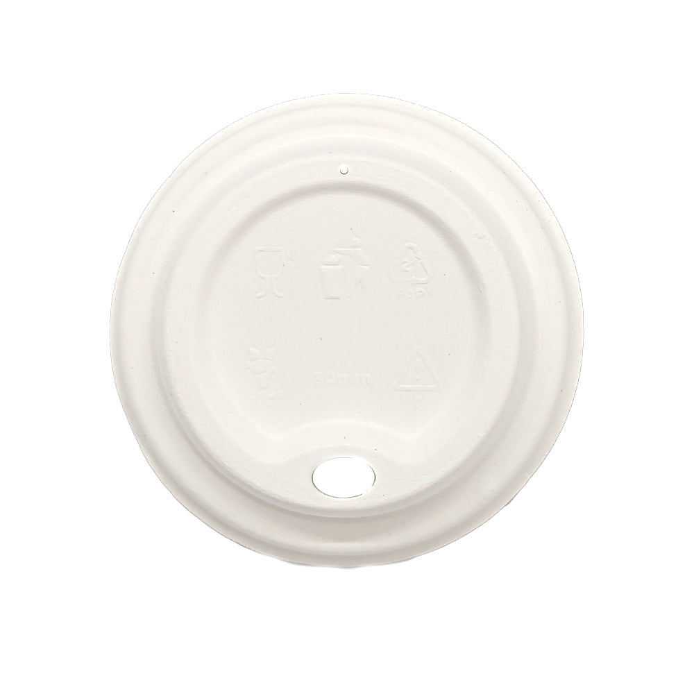 Hot Lid - Flat Traveller - Sugarcane - PFAS Free - White - 79/80 Series - Image #2