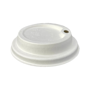 Hot Lid - Flat Traveller - Sugarcane - PFAS Free - White - 89/90 Series - Image #1