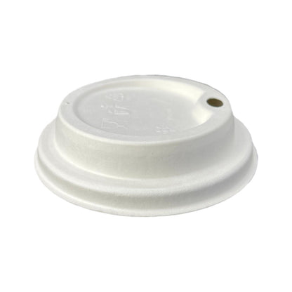 Hot Lid - Flat Traveller - Sugarcane - PFAS Free - White - 89/90 Series - Image #1