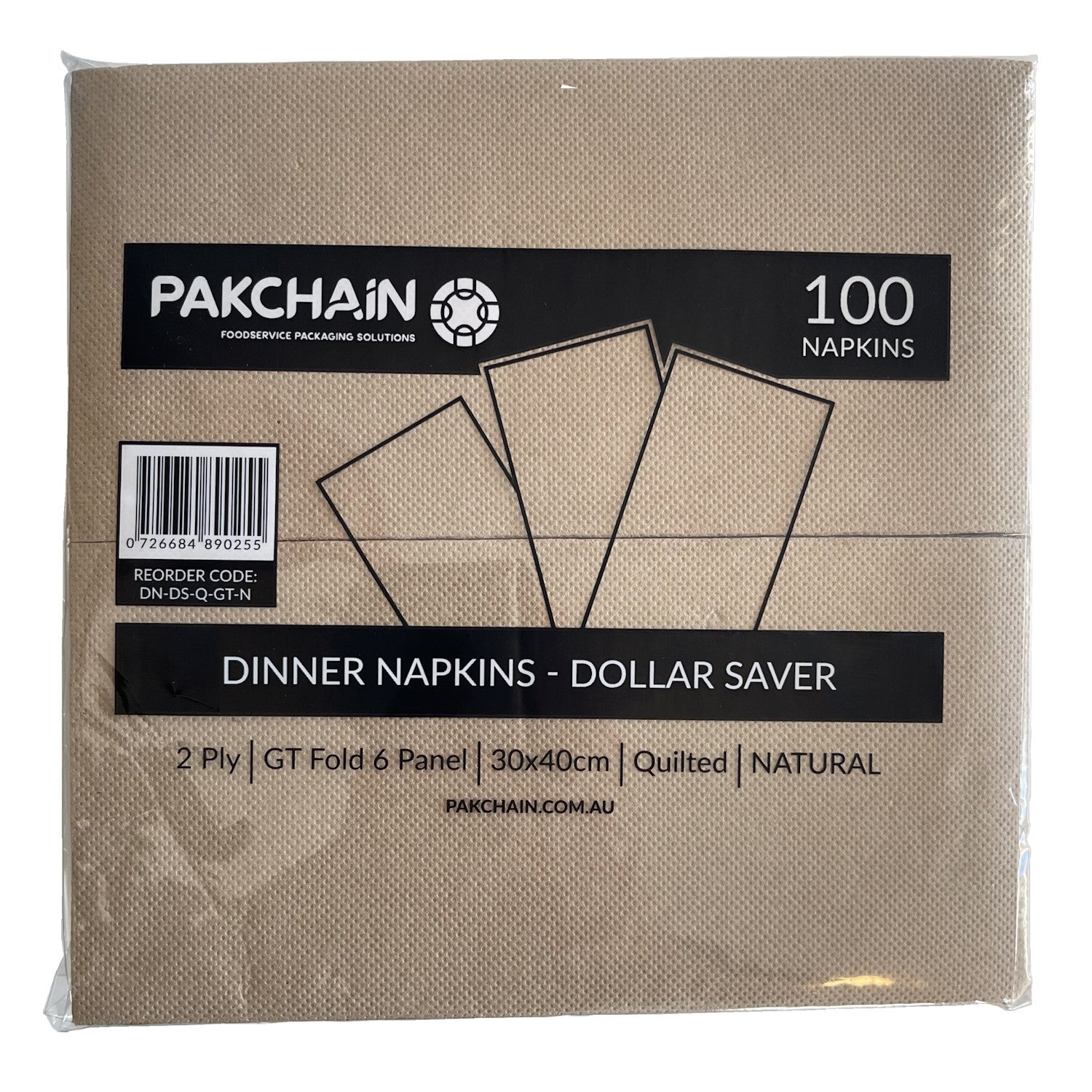 Dinner Napkin | Dollar Saver | 2 Ply Quilted | GT Fold 6 Panels | 30x40cm | Natural - Image #2