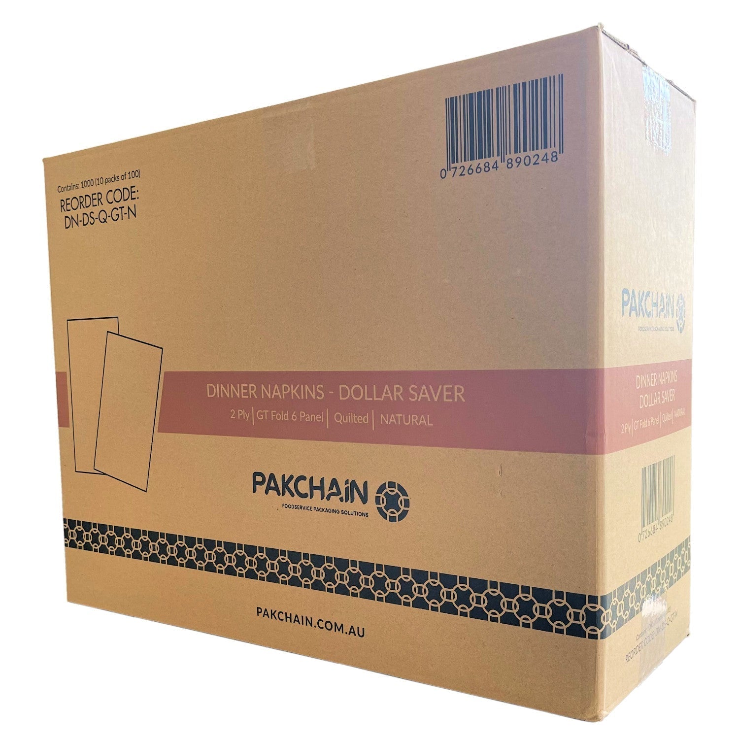 Dinner Napkin | Dollar Saver | 2 Ply Quilted | GT Fold 6 Panels | 30x40cm | Natural - Image #3