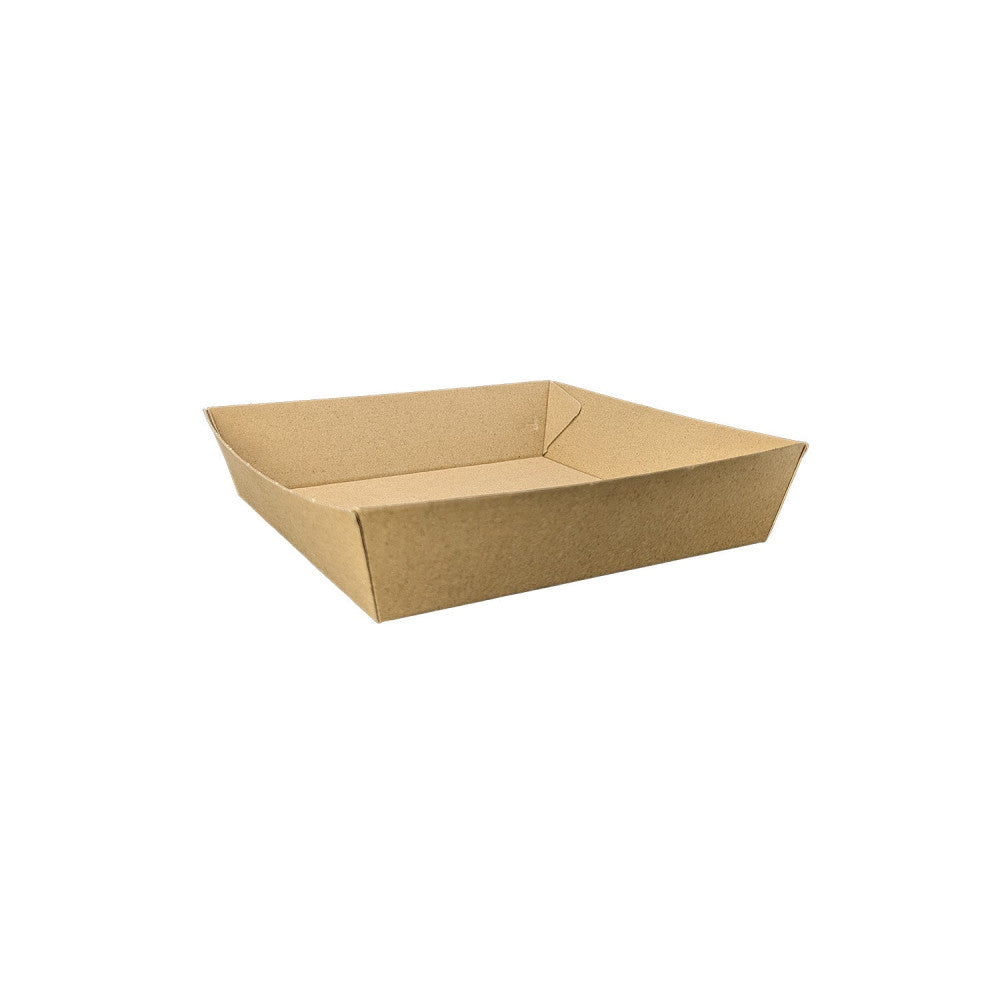 Food Tray #2 Square (178 x 178 x 45mm) Kraft Flute - Image #1