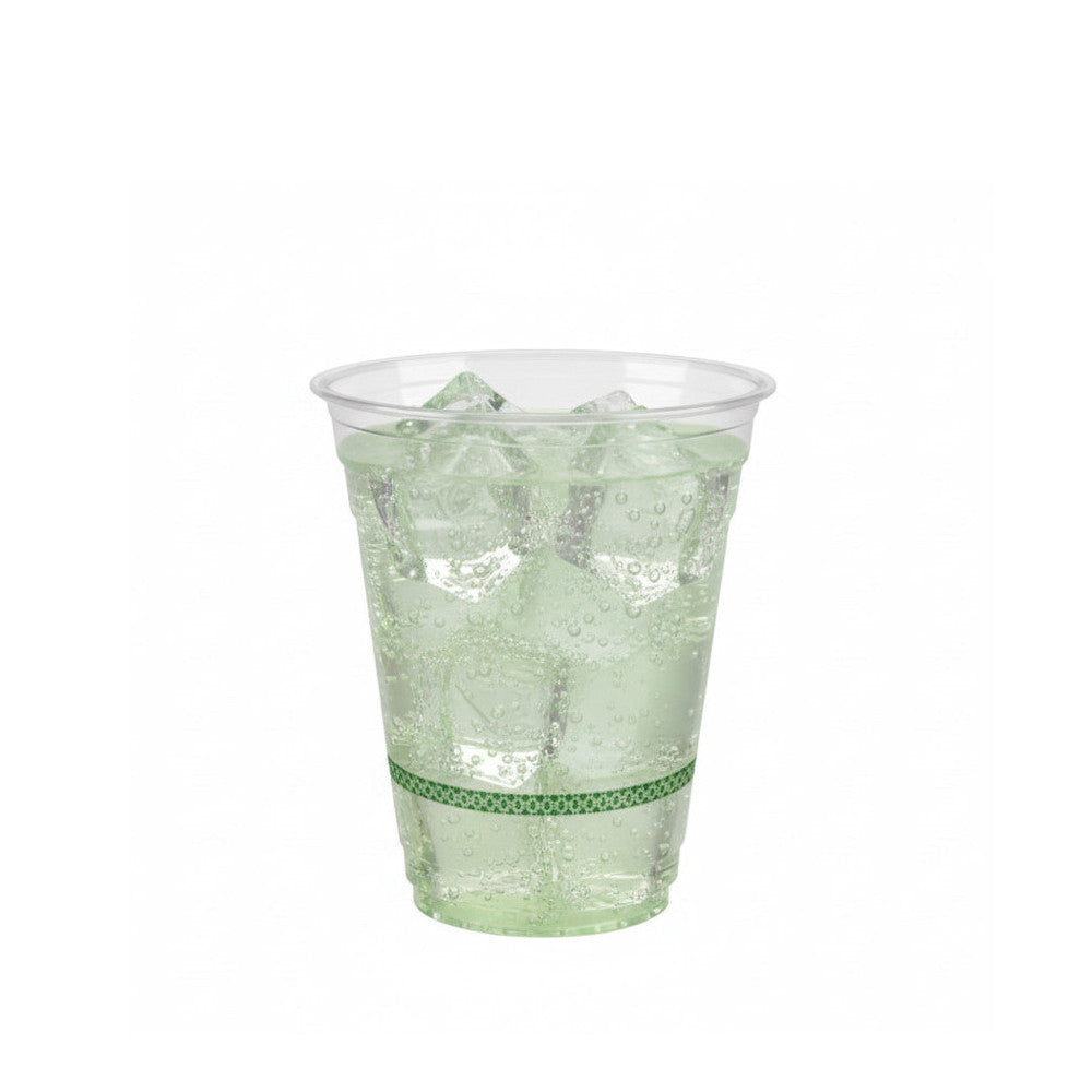 14oz (415ml) RPET Clear Cup - Green Band - 98 Series - Image #1