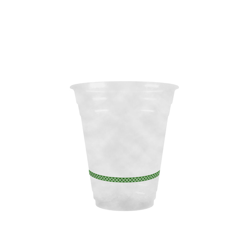 14oz (415ml) RPET Clear Cup - Green Band - 98 Series - Image #2
