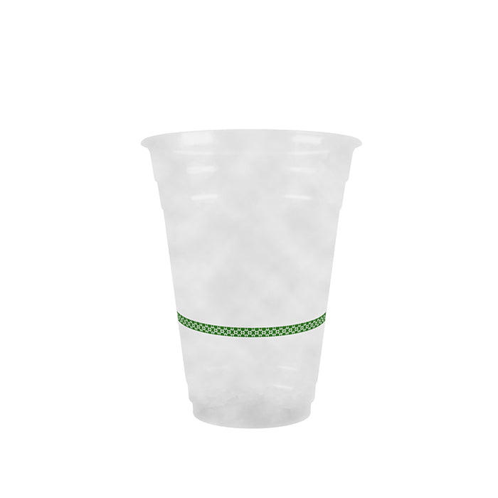 16oz (500ml) RPET Clear Cup - Green Band - 98 Series - Image #1