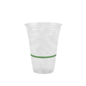 16oz (500ml) RPET Clear Cup - Green Band - 98 Series - Image #1