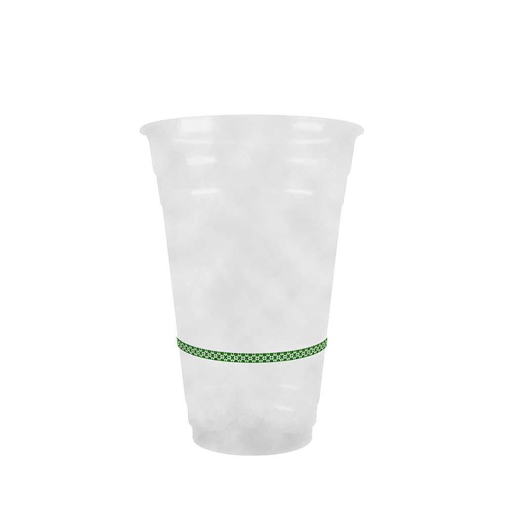 20oz (600ml) RPET Clear Cup - Green Band - 98 Series - Image #1