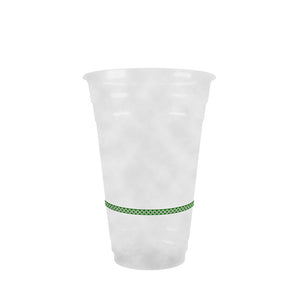 20oz (600ml) RPET Clear Cup - Green Band - 98 Series - Image #1