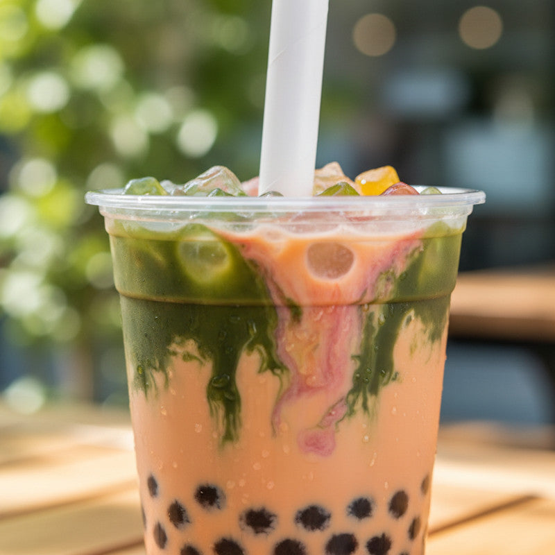 Paper Straws Bubble Tea Stab 12 x 230mm - White Wrapped - Image #2