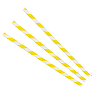 Paper Straws Regular 6 x 200mm - White/Yellow Swirl - Image #1