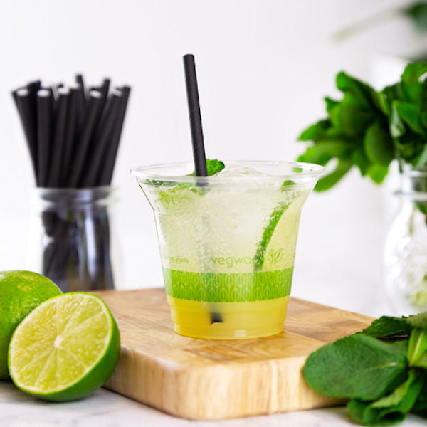 9oz (280ml) PLA  Clear Acai Cup - Green Leaf - 96 Series - Image #2