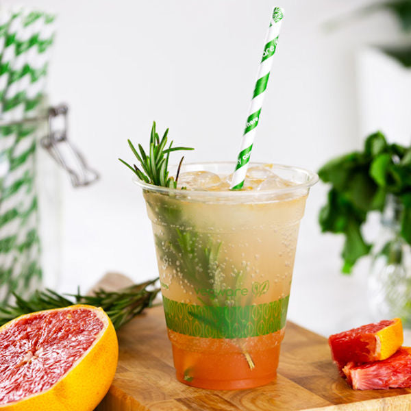 12oz (360ml) PLA Clear Cup - Green Leaf - 96 Series - Image #2