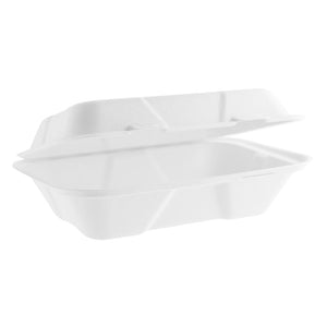 9" x 6" Snack Clam - Large - Plant Fibre - PFAS Free - White - Image #1