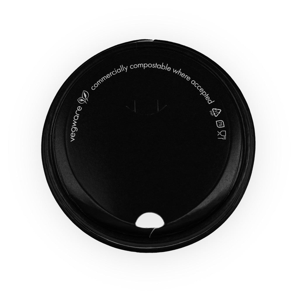 Hot Lid - Sipper - Paper - Aqueous Lined - Black - 89/90 Series - Image #1