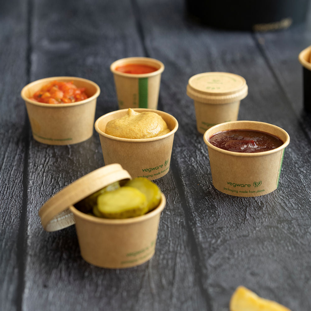 Paper Sauce Pot Lid fits 2.5oz (75ml) Pot - Kraft - Image #3
